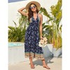 YesFashion Women's Dress Boho Deep V Neck Sleeveless Backless Adjustable Tie dress Floral Print Midi Dress Flowy Beach Dress - 4 of 4