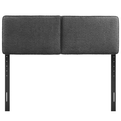 Lindee Slate Boucle Upholstered King Headboard with Wood Legs