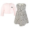Hudson Baby Infant and Toddler Girls Cotton Dress and Cardigan Set, Leopard Hearts - 3 of 4
