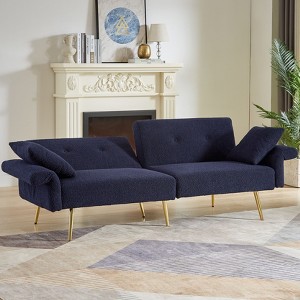 NicBex Teddy Buttons Tufted Accent Loveseat Sofa with Side Pocket & Foldable Armrest,Folding Sleeper Chair for Living Room,Bedroom - 1 of 4