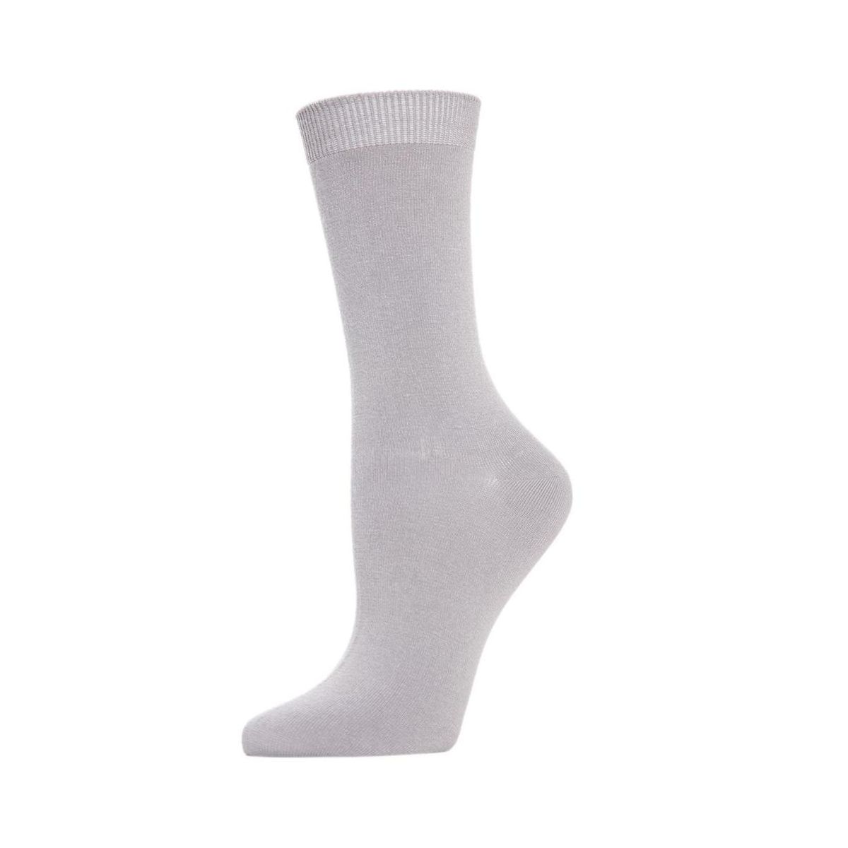 Memoi Women's Flat-Knit Bamboo Blend Crew Socks