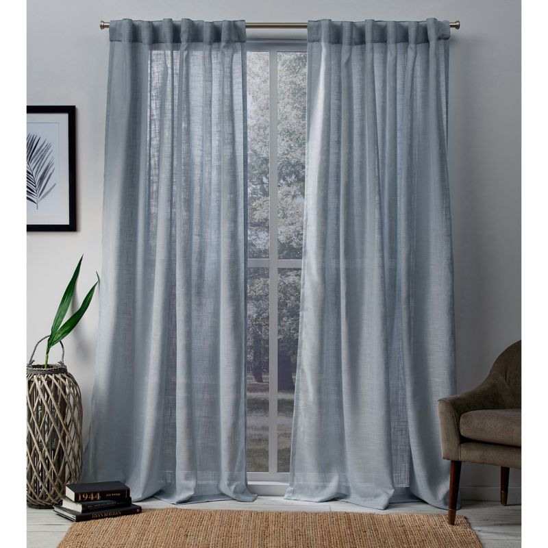  Set Of 2 Bella Sheer Hidden Tab Top Curtain Panels - Exclusive Home, 1 of 9