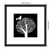 Kate and Laurel Framed Art Black and White Bird Tree Linocut by Giuliana Lazzerini Lazzerini, 35x35, Oliver Black Narrow - 2 of 4