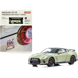 Nissan GT-R Premium Edition T-Spec RHD Jade Green Metallic with Mini Book No.11 1/64 Diecast Model Car by Kyosho - 1 of 3
