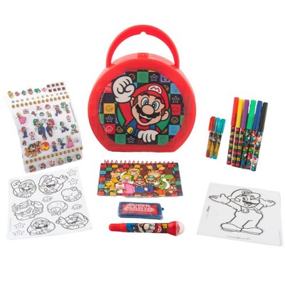 Super Mario Brothers Coloring & Sticker Activity Set for Kids with Travel Carrying Case