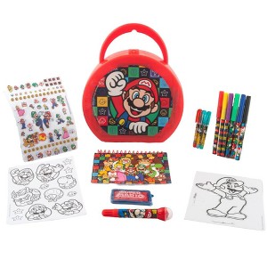 Super Mario Brothers Coloring & Sticker Activity Set for Kids with Travel Carrying Case - 1 of 4