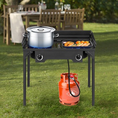 Winado 2 Burner High Pressure Propane Outdoor Stove with Windscreen