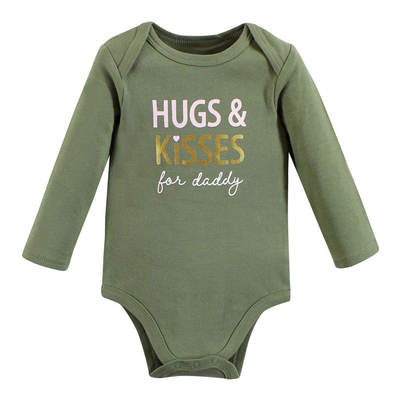 Hudson Baby Infant Girl Cotton Long-Sleeve Bodysuits, Mom Dad Floral, 6 of 7