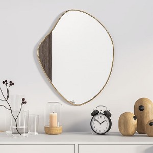 vidaXL Gold Wall Mounted Mirror - Clear Glass Vanity Mirror with PVC Frame - Suitable for Bedroom, Living Room, Bathroom. - 1 of 4