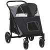 Akoasm Foldable & Storable Absorption One-Click Pet Stroller With Mesh Window & Safety Leash For Medium Large Dog-Gray - 4 of 4
