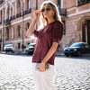 Amaryllis Women's Short-Sleeve Crew Neck Sequin Top Puff Sleeves Sparkling Detail - 3 of 4