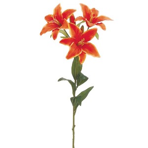 Allstate Floral Two-Tone Day Lily Artificial Floral Spray - 30" - Orange and Yellow - 1 of 4