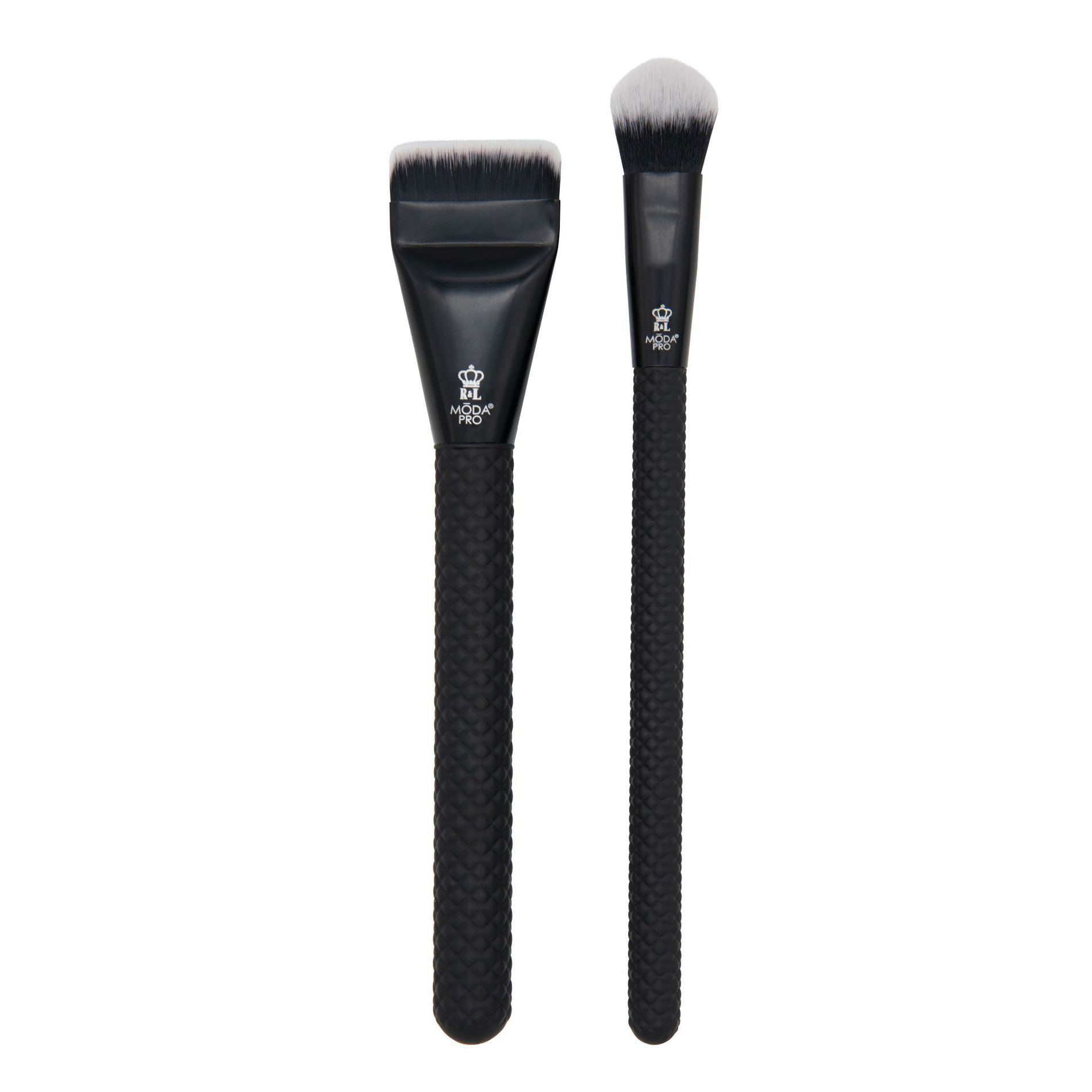 MODA Brush Pro Base Makeup Brush Duo: Synthetic Filaments, Aluminum Ferrules, Multipurpose Face Brushes, Vegan