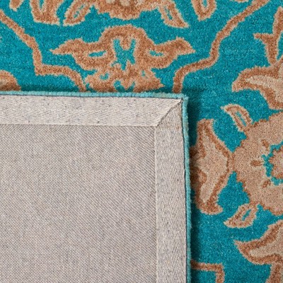 Turquoise and Beige Hand-Tufted Wool Area Rug, 2' x 3'