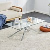 Dolonm  Rectangular Clear Tempered Glass Coffee Table,Stylish Design with Silver Chrome Plated Metal Legs - 3 of 4