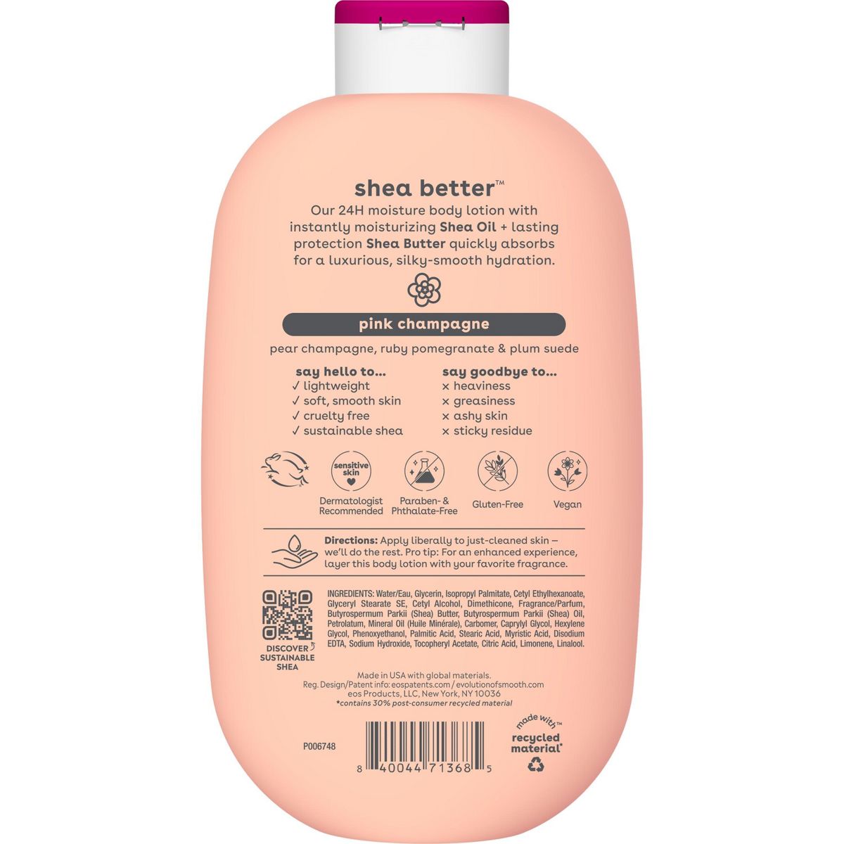 eos Shea Better 24H Moisture Body Lotion - Pink Champagne - 16oz - thumbnail 2