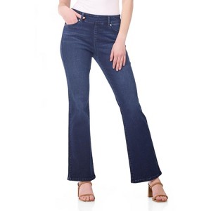 Rekkuna Women's Stretch Bootcut Jeans – Mid-Rise Pull-On Shaping Denim with Elastic Waistband and 5-Pocket Styling - 1 of 3