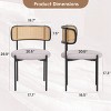Modern Upholstered Dining Chairs Set of 2, Rattan Back Kitchen Chairs with Metal Legs, Accent Chairs for Dining Room or Living Space - Cuddlewood - 4 of 4