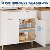 homfan Fluted Sideboard Buffet - Coffee Bar w/2 Drawers & Adjustable Shelves for Kitchen/Dining Room - Natural - 3 of 4