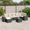 vidaXL 8 Piece Patio Sofa Set with Cushions Black and Cream - With Table - 2 of 4