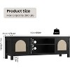 59" TV Stand with Rattan Doors, Adjustable Shelves, and 2-Tier Open Storage, Boho Wood Media Console for Living Room Entertainment - 2 of 4