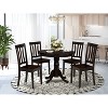 5-Piece Round Cappuccino Finish Solid Wood Top Dining table with 4 Chairs with - 2 of 4
