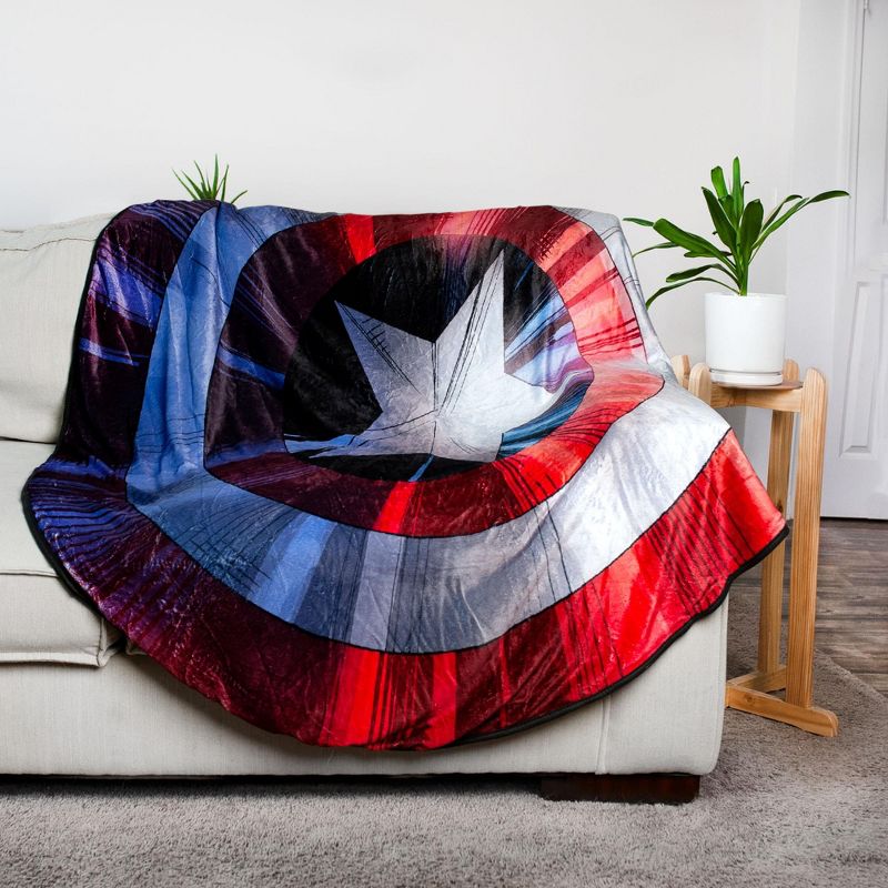 Surreal Entertainment Marvel Captain America Shield Oversized Fleece Throw Blanket | 72 Inches, 3 of 7