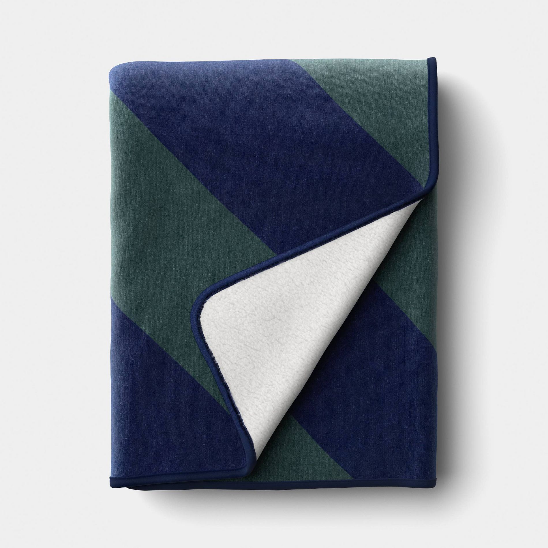 Stripe Printed Chenille Throw Faux Shearling Navy/Green - Room Essentials™