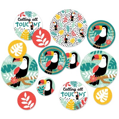 Big Dot of Happiness Calling All Toucans - Tropical Bird Baby Shower or Birthday Party Giant Circle Confetti - Party Décor - Large Confetti 27 Count