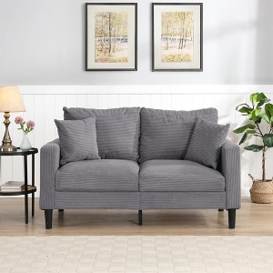 57'' Upholstered Wooden Frame 2-Seater Loveseat Sofa with High Resilience Cushions - 1 of 4