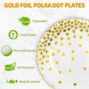 DYLIVeS White and Gold Paper Plates,7 inch Metallic Foil Polka Dots Disposable Dessert Party Plates Cocktail Party Supplies Plates for Birthday... - 4 of 4