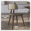 LeisureMod Clivo Leather Dining Chair – Modern Open-Back with Curved Wooden Slats & Poplar Wood Legs for Kitchen or Dining Room Set of 4 - 4 of 4