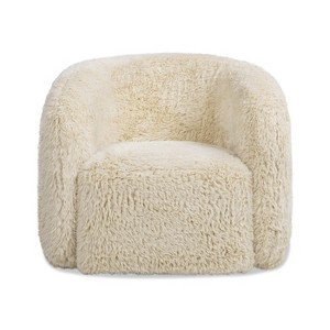 Jennifer Taylor Home Colt 33" Fur Swivel Upholstered Barrel Accent Arm Chair, Cream Beige Faux Fur - 1 of 4