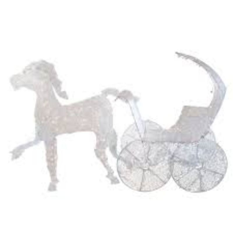 Northlight  57" Pre-Lit White 3D Horse and Carriage Christmas Yard Decor, 2 of 3