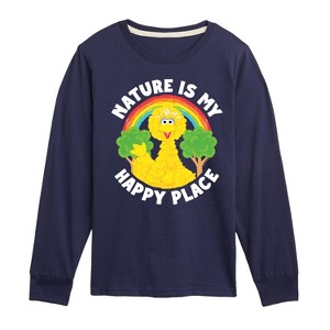 Boys' - Sesame Street - Bb Nature Is My Happy Place-Toddler and Youth Long Sleeve T-Shirt Long Sleeve Graphic T-Shirt - 1 of 3