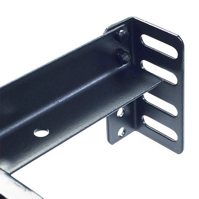 Adjustable Black Metal Twin/Full Bed Frame with Glides