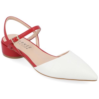 Journee Collection Womens Brynn Croco Vegan Leather Pointed Toe Flats