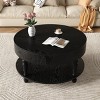 31.5" Black Round Coffee Table with Hidden Storage and Open Shelf, Flip-Top Design with Adjustable Feet for Living Room -3irtyhousy - 2 of 4