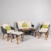 6-Piece Outdoor Wicker Sofa Set with Unique Rope Weaving, Acacia Wood Coffee Table with Ice Bucket, and Ottomans - 3 of 4