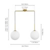 Rennnsan Elione 36"W 2-Light Linear Milk Glass Modern Dimmable Kitchen Island Pendant in Gold - 3 of 4