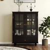 ModernLuxe Minimalist Display Cabinet with Double Glass Doors, Drawer & Adjustable Shelves, Modern Buffet Storage Sideboard - 3 of 4