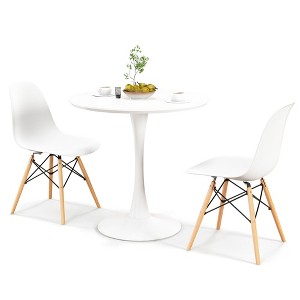 Tangkula 3 Piece Dining Kitchen Set Modern Round DiningTable Chairs Set for Small Space - 1 of 4
