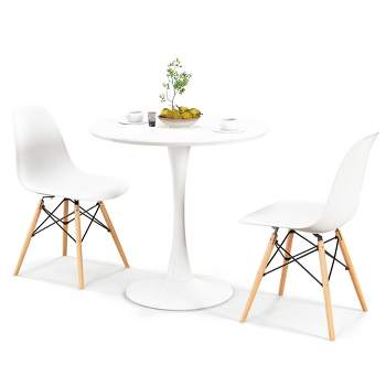 Tangkula 3 Piece Dining Kitchen Set Modern Round DiningTable Chairs Set for Small Space