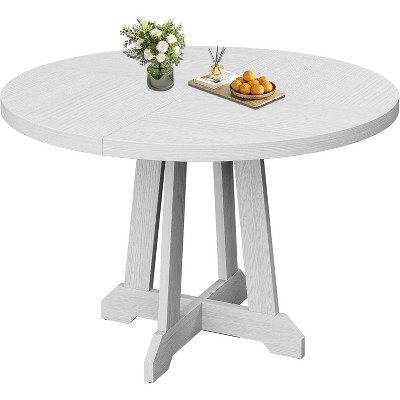 47-Inch Round Wood Dining Table for 4 – Modern Farmhouse Kitchen Table with Sturdy Legs, Ideal for Dining Room and Living Room