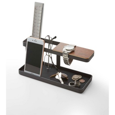 Tower Desk Organizer in Black Steel with Walnut Accent
