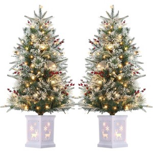 3 Ft Pre-Lit Christmas Tree, Christmas Tree with 78 Led Lights,Battery-Powered,Artificial Tree with Illuminated Base,Indoor/Outdoor Decor - 1 of 4
