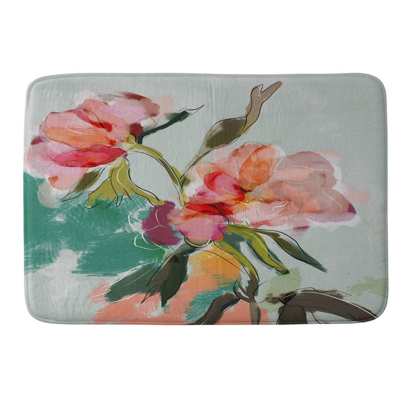 Abstract Floral Memory Foam Bath Mat Pink - Deny Designs, 1 of 5