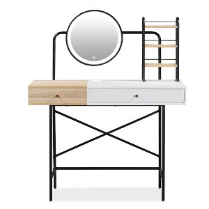 Ridstar 40.55 in. W Makeup Vanity Desk with Drawer & 3 Open Shelves For Bedroom-White - 1 of 4