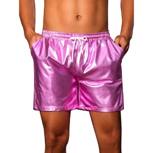 INSPIRE CHIC Men's Elastic Drawstring Party Metallic Hot Shorts - 1 of 4
