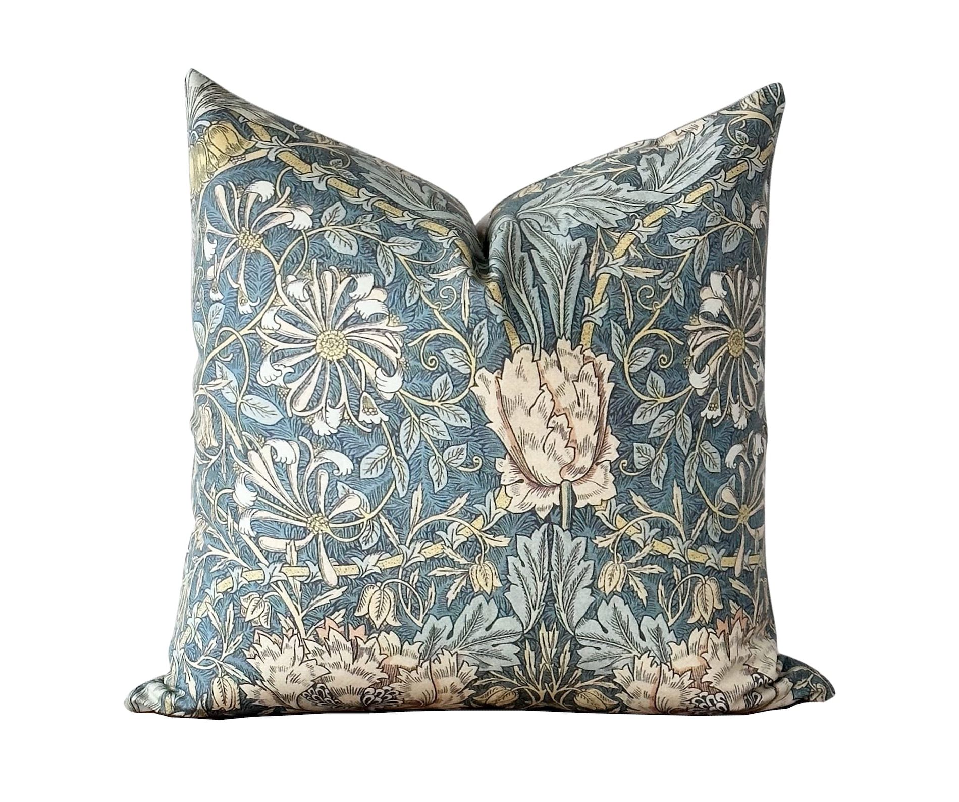 Floral Block Print Pillow Cover | William Morris Forest Floral Inspired Pillow Cover
